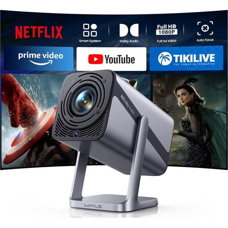 4K Video Projector Auto Focus/Keystone 30000 Lumens Portable Projector 4K Short Focus, 360° Rotatable Overhead Projector WiFi6 Bluetooth FHD 1080P 50% Zoom Home Theater Projector (1/5)
