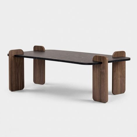 Tavolino da caffè moderno in legno melaminico Renard - Noce (1/4)