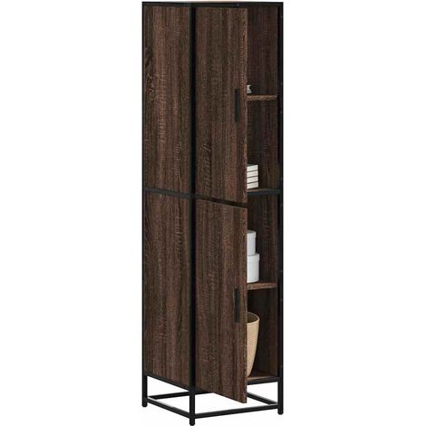 Highboard Braun Eichen-Optik 35,5x35x139cm Holzwerkstoff Metall