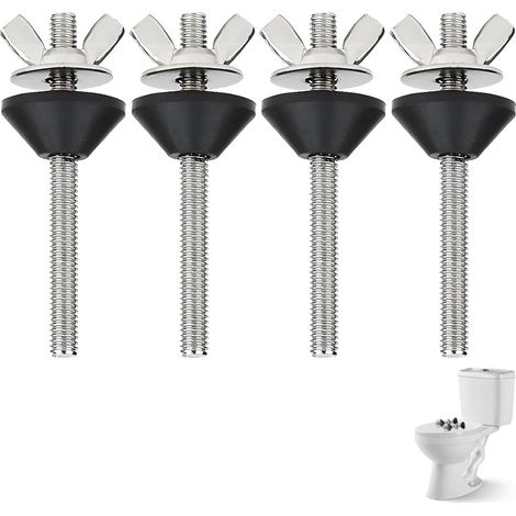 4 guarnizioni per serbatoio WC, viti di scarico per vaschetta, bulloni di scarico, kit di fissaggio per serbatoio WC e bidet in acciaio inossidabile, M6 100 mm per montaggio