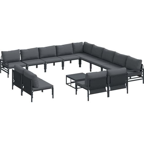 Maison Exclusive - Conjunto de sofás de jardín 14 uds. Negro Acer (1/5)