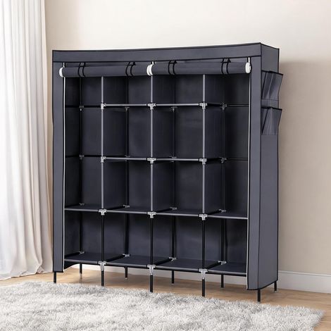SunJet Penderie grise en métal et non-tissé, 169,5 x 44 x 181,5 cm - Réf. TZ7FYDQM5221
