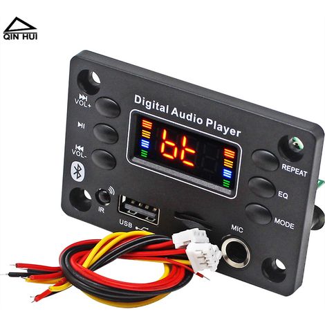 Carte d'amplification Bluetooth stéréo double canal pour voiture avec fonctions de microphone filaire et sans fil et écran couleur numérique