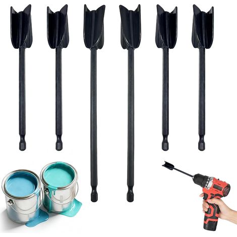 Lot de 6 mélangeurs en résine époxy, pour palette de forage 1/4, mélangeur réutilisable pour peinture époxy, peinture et vernis en céramique (16,5/22 cm)