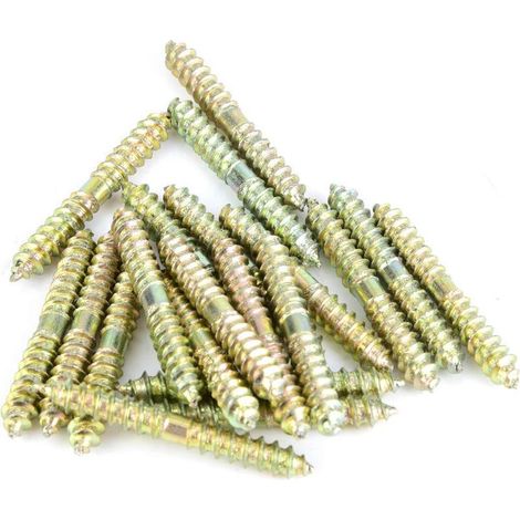 Vis de cheville, 20 pièces vis de cheville en zinc à double extrémité bois à bois meubles de travail du bois reliant les vis de cheville de fixation, 5x40mm (1/5)