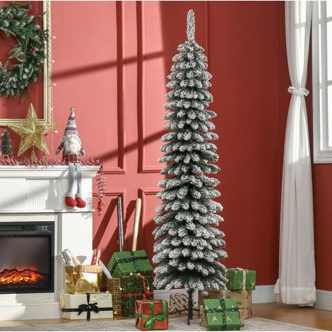 Künstlicher Weihnachtsbaum 180 cm Grün mit Schneeeffekt und Metallständer (1/5)
