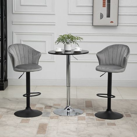 Set 2 sgabelli bar girevoli regolabili in altezza, grigio, base in metallo (1/5)