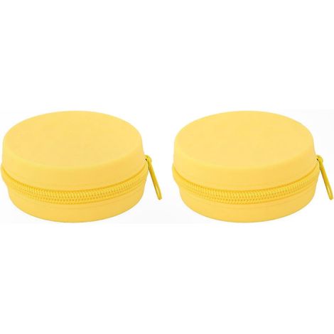 Wasserdichte Silikontasche für Kopfhörer, Speicherkarten und kleines Zubehör – 2er-Pack, leuchtend gelb (1/5)