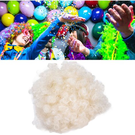 Erwachsenen-PET-Zirkus-Halloween-Perücke (85-137 g), weiße Perückenkappe, innovativer Party-Fußballständer (1 Stück) (1/5)