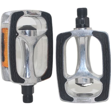 Pédales de vélo en alliage d'aluminium avec réflecteurs et bandes antidérapantes, diamètre 14 mm (9/16"), pour vélos électriques, VTT, vélos de route et autres accessoires de vélo. (1/5)