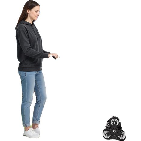 Carro para subir escaleras, estructura de acero, capacidad de carga de 150 kg, dimensiones 46 x 25,5 cm, configuración de 8+2 ruedas, altura del reposabrazos ajustable. (1/5)