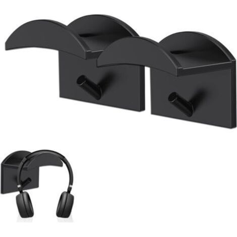 2 Pièces Support de Casque, Aucun Percage Requis Support Casque en Gel de Silice, avec Support de Casque à Crochet, Noir