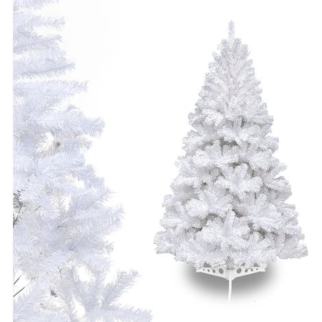 Jiubiaz Albero di Natale artificiale Decorazione dell'albero di Natale artificiale con supporto artificiale Materiale PVC bianco 120cm (1/5)