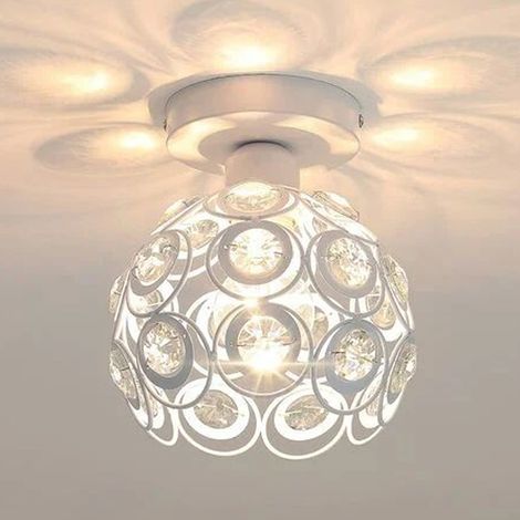 Plafonnier Industriel - Métal Et Cristal - 20 Cm - Pour Intérieur - Blanc - 1 Pièce (1/5)