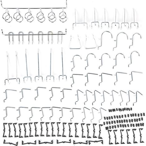 Kit combiné de suspension nickelé avec crochet pour panneau perforé, 51 pièces, pour pince à clé à marteau (1/5)