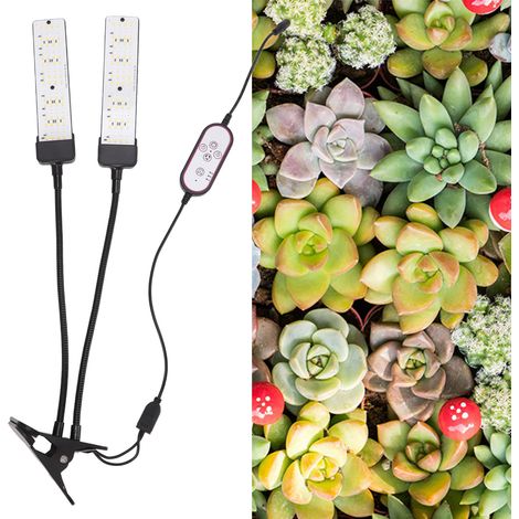 Doppelköpfige, vollspektrale, ansteckbare Pflanzenlampe mit Sonnenschutz für den Gemüseanbau in Innenräumen, Zeitschaltuhr, 100–240 V EU-Stecker (1/5)