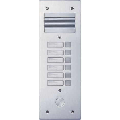 Platine de rue Série 200 audio étroite façade Alu 4mm 6 appels (308206)
