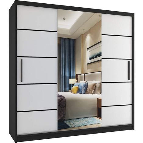 Schiebeschrank Belini 200 cm Mit Schubladen mit Spiegel weiß matt Hersteller (1/4)