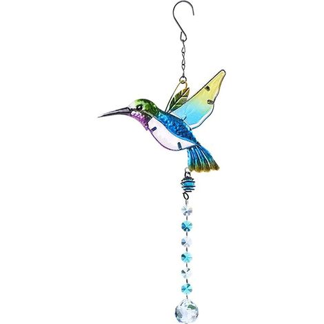 Attrape-soleil décoratif en cristal en forme de colibri, décoration intérieure, carillon éolien suspendu à la fenêtre, fait main, pour extérieur