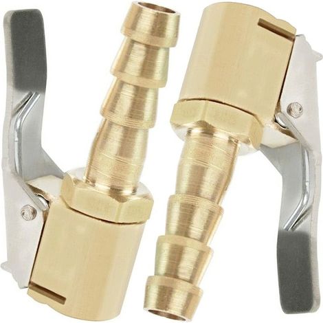 Lot de 2 embouts de gonflage en laiton 8mm – Connecteurs pour pneus de voiture, moto et vélo – Clip argenté pour contrôle (1/5)