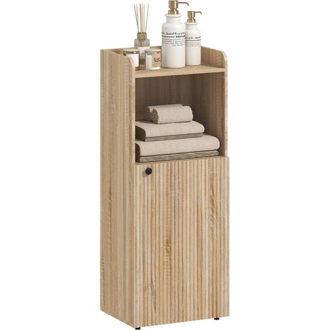Meuble salle de bain étroit 4 niveaux rangement placard ouvert 40x31x104 cm chêne jaune design moderne et pratique (1/5)