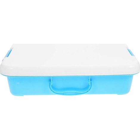 Bac à sable portable avec couvercle, jouet pour enfants, idéal pour jouer à la plage et dans le jardin, 1 pièce par paquet, matériau ABS, bleu. (1/5)