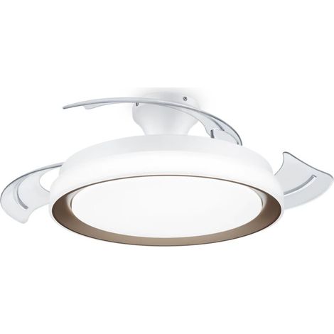 Ventilateur de plafond or 51 cm avec lumière LED – 3 vitesses – Télécommande incluse – Design rétractable et moderne – 28W éclairage (1/2)