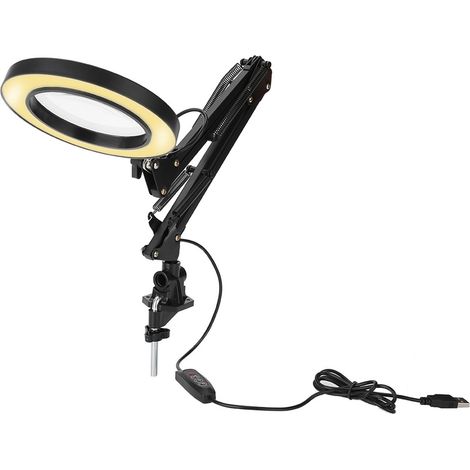 Lampe LED Loupe 5X avec Pince de Table pour Salon, Maquillage Eyeliner, Manucure, Tatouage, Éclairage Beauté (1/5)