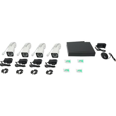 Sistema di videosorveglianza con 4 telecamere FHD da 3 MP, Wi-Fi P2P, PTZ rotante a 360° con sensore di movimento, allarme, visione notturna e applicazione XMeye. (1/5)