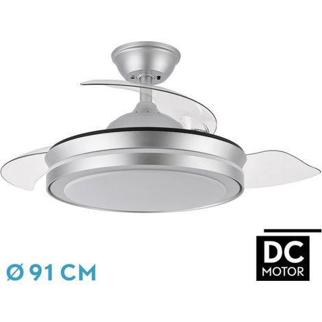 Ventilatore da soffitto pale pieghevoli a 6 velocità con illuminazione LED (72W 3CCT 6120lm) IP20 colore silver (1/2)