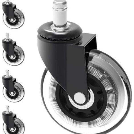 5PCS Office Chair Caster 11x22mm - Silent Casters, Capacity 300 kg - For Standard Office Chairs - 360° Smooth Glide, Easy Installation, Black Wheels (1/5)