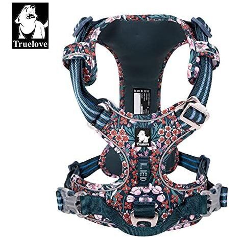 Harnais pour Chien Réglable et Confortable avec Rembourrage en Néoprène et Bandes Réfléchissantes pour Sécurité Nocturne