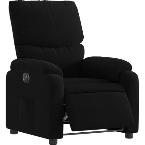 Poltrona relax TV con comodissima funzione reclinabile elettrica in tessuto nero DEC028501