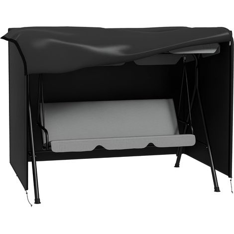 Housse de Protection balancelle de Jardin 3 Places bâche étanche dim. 2,2L x 1,25l x 1,7H m Oxford Haute densité Noir (1/5)