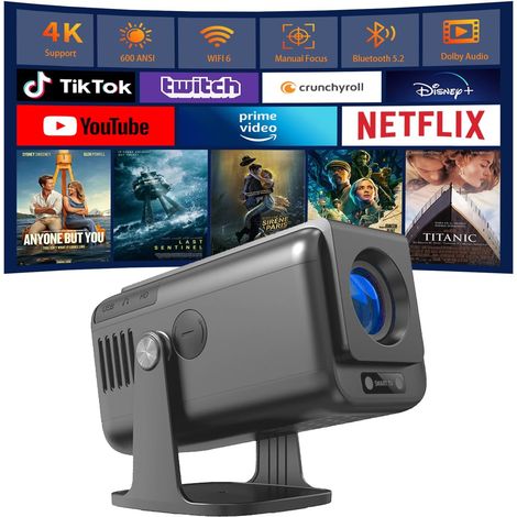 Filiyano – Projecteur intelligent dernier modèle 2025 avec WiFi 6 et Bluetooth 5.2, projecteur de films avec 600 lumens ANSI, résolution native 1080p (1/4)
