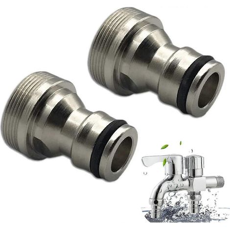 Schlauchanschluss aus Messing mit Gewinde, Universal-Wasserhahnadapter, Mischbatterieanschluss, Küchenadapter, 23 mm, silber, 2 Stück (1/5)