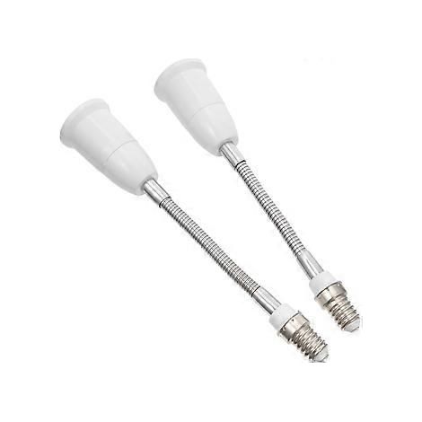 2er-Pack E14-auf-E27-Glühbirnenfassung-Verlängerungssteckdose, biegsamer Glühbirnenadapter mit Schraubsockel, verstellbare Fassung für Zuhause, 7,5"-2,0"