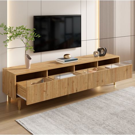 Mueble TV 178x35x45 cm color madera MDF con 4 cajones y gestión de cables (1/5)