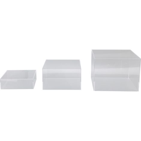 Présentoirs en acrylique transparent 3 pièces empilables pour desserts buffet vitrine stable et élégant (1/5)