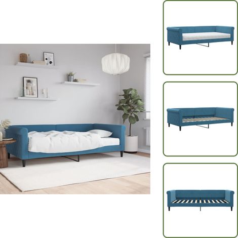 Sofá cama moderno - vidaXL Sofá cama con colchón terciopelo azul 100x200 cm - Sofá cama con colchón