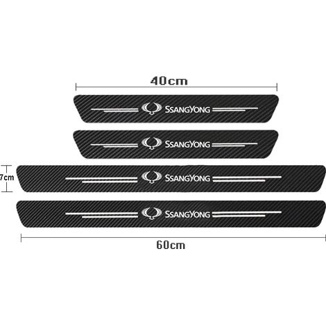 (4 pièces pour Ssangyong) Seuil de porte de voiture en fibre de carbone pour Ssangyong Kyron Rexton Korando Actyon,autocollants pour pare-chocs arrière et coffre Accessoires (1/3)
