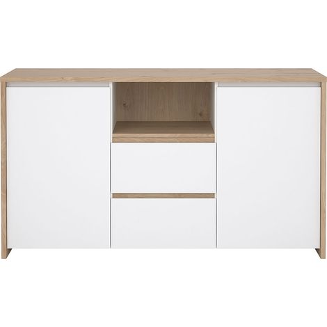 Next Sideboard 2 Türen, 2 Schubladen, 1 Ablage Eichen-Dekor, weiß hochglanz. (1/5)