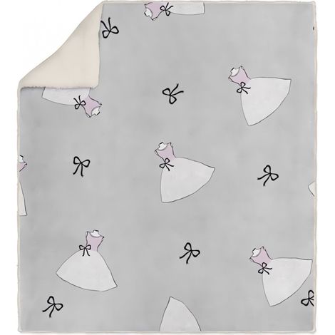 Plaid polaire sherpa microfibre imprimé 110x170 cm ANAIS gris, par Soleil d'ocre