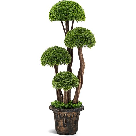 Albero artificiale 90cm cipresso finto con tronco in rattan e vaso in cemento (1/4)