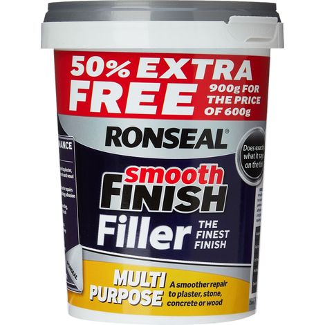 Ronseal 36545 Smooth Finish Wall Filler Ready Mixed 600g +50% RSLMPRMF6VP