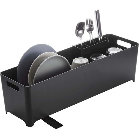 Egouttoir à vaisselles Slim en plastique ABS – Dimensions 55,5 x 16,5 x 16 cm – Avec drain d'écoulement pour séchage rapide – Yamazaki (1/4)