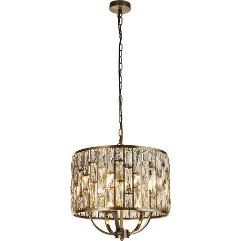 Searchlight Bijou Lampadario a 5 luci in ottone anticato, bicchiere di champagne (1/5)