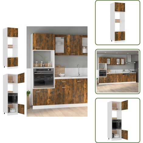 Armadio con ante - vidaXL Armadio per Microonde “Lyon” Rovere Fumo 60x57x207cm - Armadio con ripiani