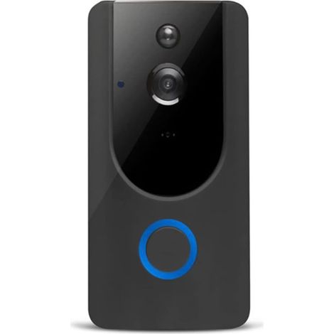 Caméra de sécurité sans fil avec sonnette vidéo Smart Home WiFi Video Doorbell Wireless 720P HD Ring Doorbell Camera 1.0 MP Night Vision Two-way Audio Phone APP Remote PIR Alarm Installation facile ( (1/5)