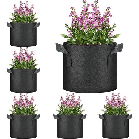Lot de 6 Pièces 12 Litre / 3 Gallon Sac à Plantation avec Poignées, Sacs à Plantes en Non tissé Aération Tissu Pots Respirant Sac de Culture pour Plantation de Jardin Maison Balcon Jardin Légumes (1/5)